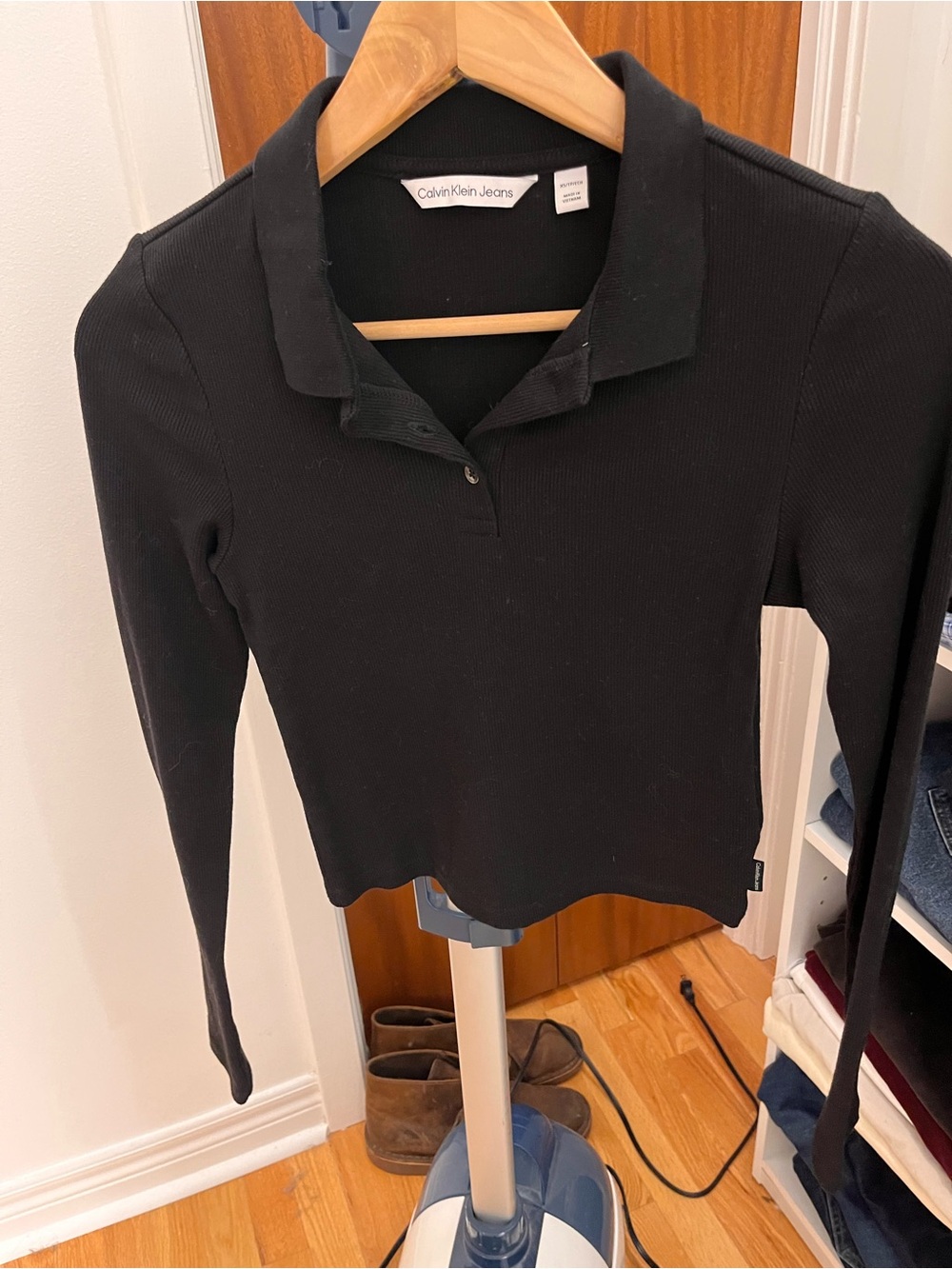 Calvin Klein Women’s Black Long-Sleeve Polo Top